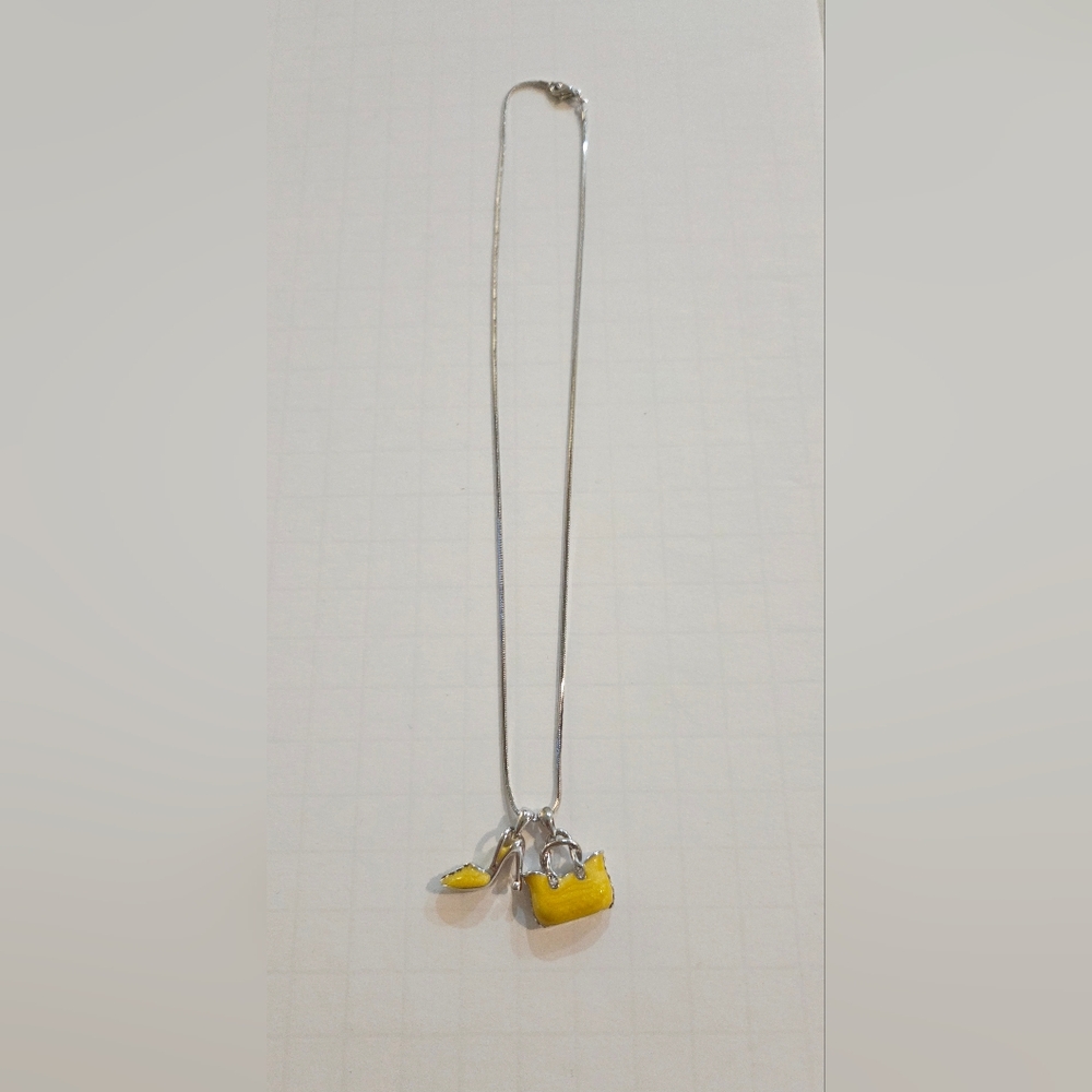 Yellow Purse And Shoe Charm Necklace